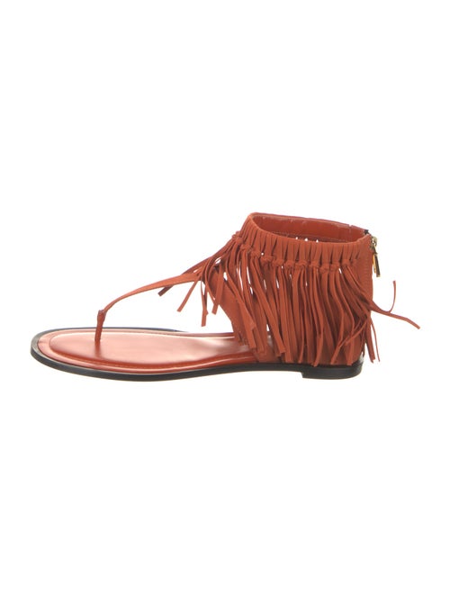 Tod's Leather Fringe Trim Accent Slingback Sandals