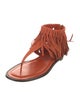 Tod's Leather Fringe Trim Accent Slingback Sandals