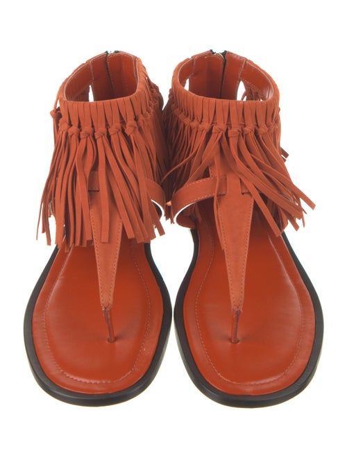 Tod's Leather Fringe Trim Accent Slingback Sandals
