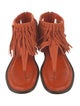 Tod's Leather Fringe Trim Accent Slingback Sandals