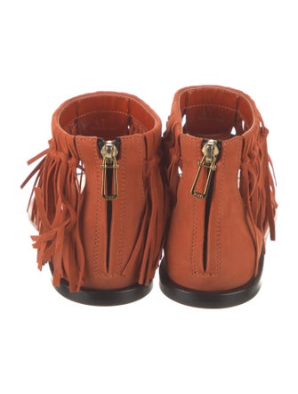 Tod's Leather Fringe Trim Accent Slingback Sandals