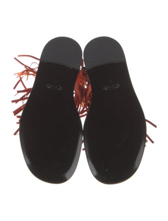 Tod's Leather Fringe Trim Accent Slingback Sandals