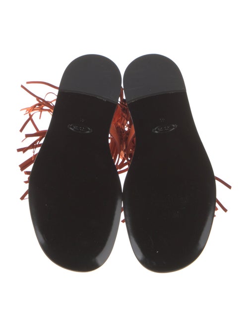Tod's Leather Fringe Trim Accent Slingback Sandals