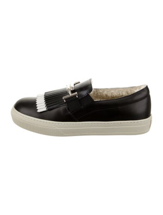 Tod's Leather Fringe Trim Accent Sneakers