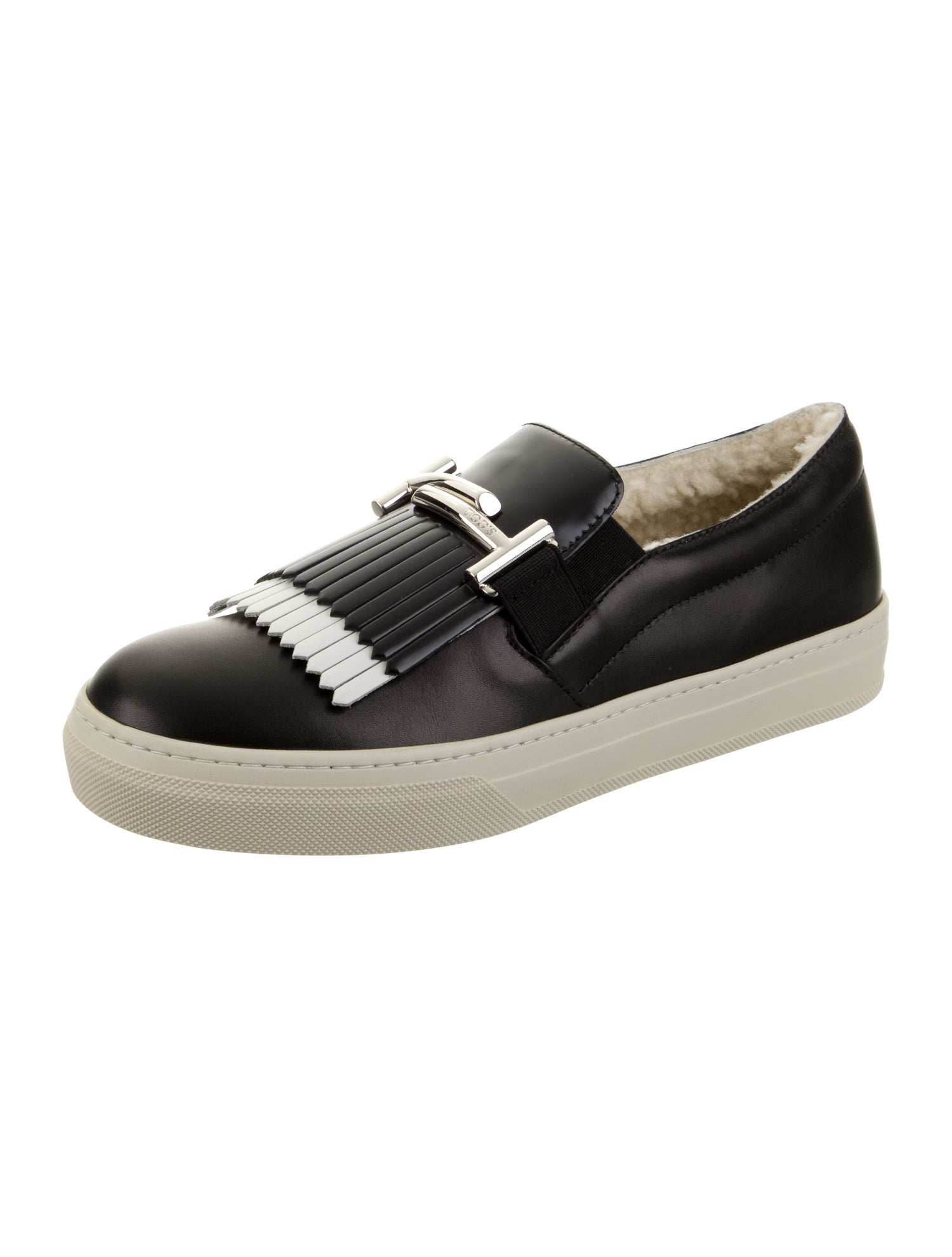 Tod's Leather Fringe Trim Accent Sneakers