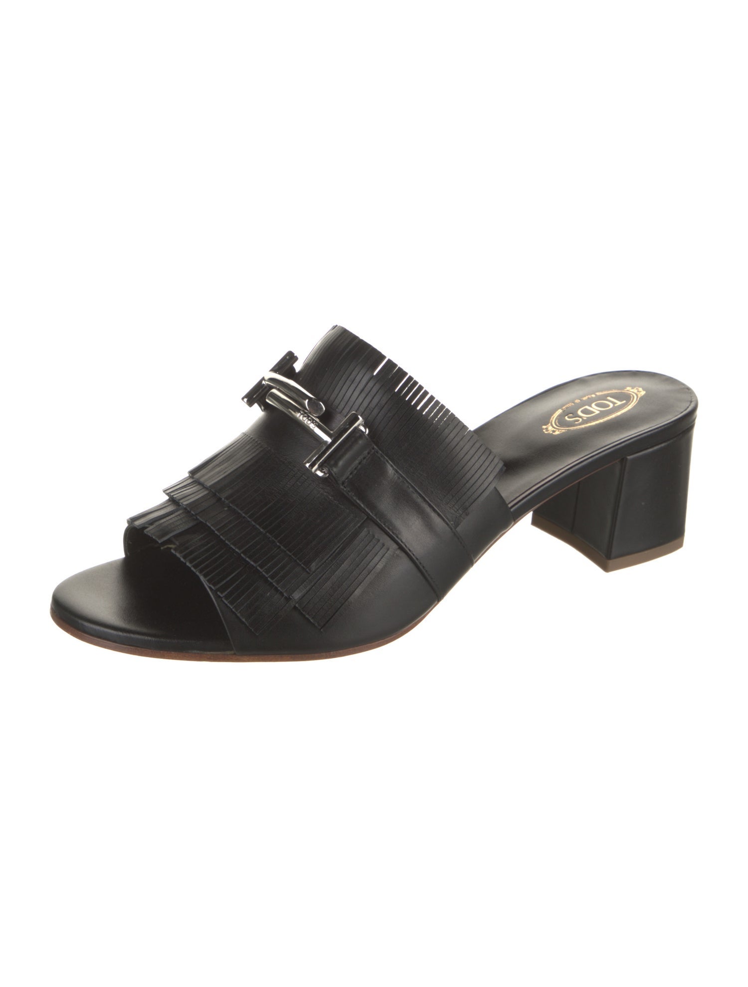 Tod's Leather Fringe Trim Accent Slides