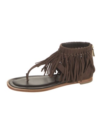 Tod's Leather Fringe Trim Accent Sandals