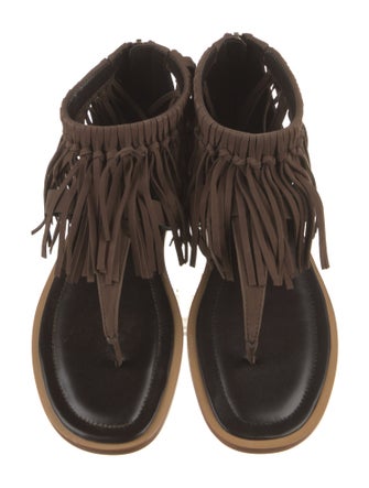 Tod's Leather Fringe Trim Accent Sandals