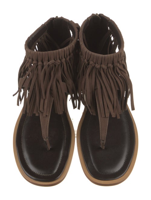 Tod's Leather Fringe Trim Accent Sandals