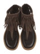 Tod's Leather Fringe Trim Accent Sandals