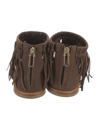 Tod's Leather Fringe Trim Accent Sandals