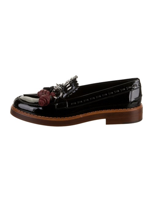 Tod's Patent Leather Chain-Link Accents Loafers