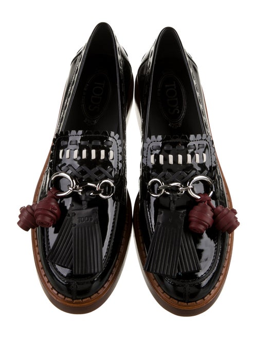 Tod's Patent Leather Chain-Link Accents Loafers