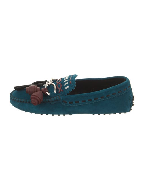 Tod's Suede Leather Trim Embellishment Moccasins