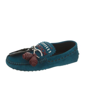 Tod's Suede Leather Trim Embellishment Moccasins