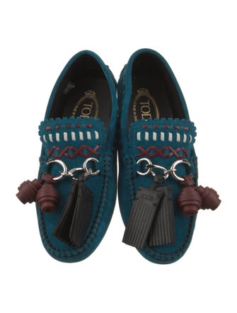 Tod's Suede Leather Trim Embellishment Moccasins