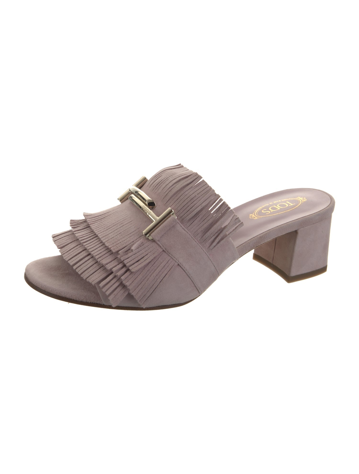 Tod's Suede Fringe Trim Accent Slides