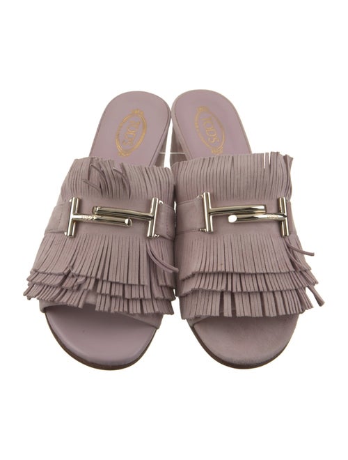 Tod's Suede Fringe Trim Accent Slides