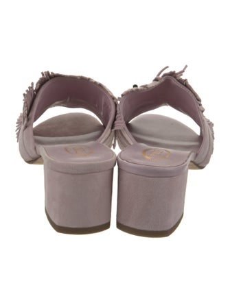 Tod's Suede Fringe Trim Accent Slides