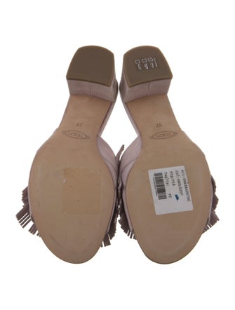 Tod's Suede Fringe Trim Accent Slides