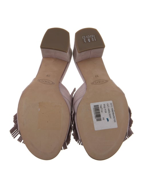 Tod's Suede Fringe Trim Accent Slides