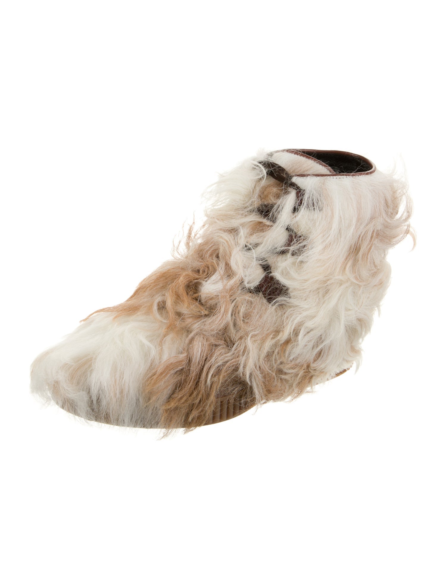 Tod's Fur Colorblock Pattern Lace-Up Boots