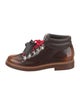 Tod's Patent Leather Colorblock Pattern Lace-Up Boots