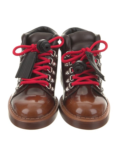 Tod's Patent Leather Colorblock Pattern Lace-Up Boots