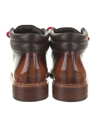 Tod's Patent Leather Colorblock Pattern Lace-Up Boots