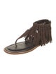 Tod's Suede Fringe Trim Accent Gladiator Sandals