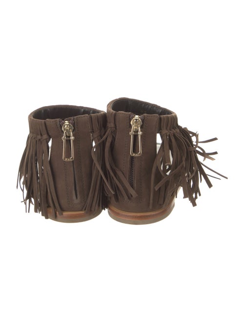 Tod's Suede Fringe Trim Accent Gladiator Sandals
