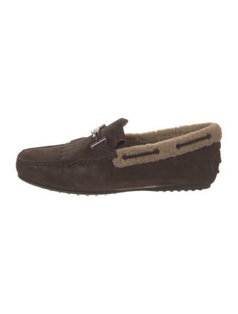 Tod's Suede Faux Fur Trim Boat Shoes