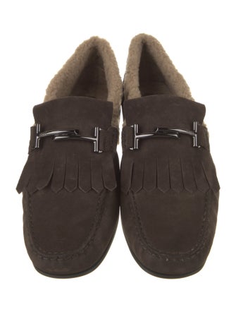 Tod's Suede Faux Fur Trim Boat Shoes