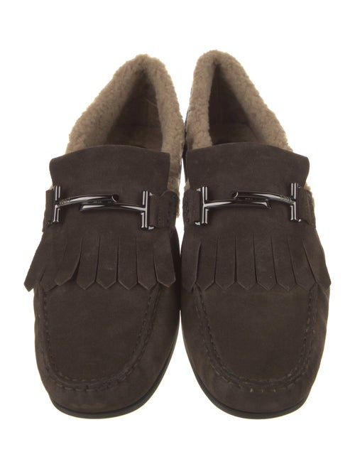 Tod's Suede Faux Fur Trim Boat Shoes