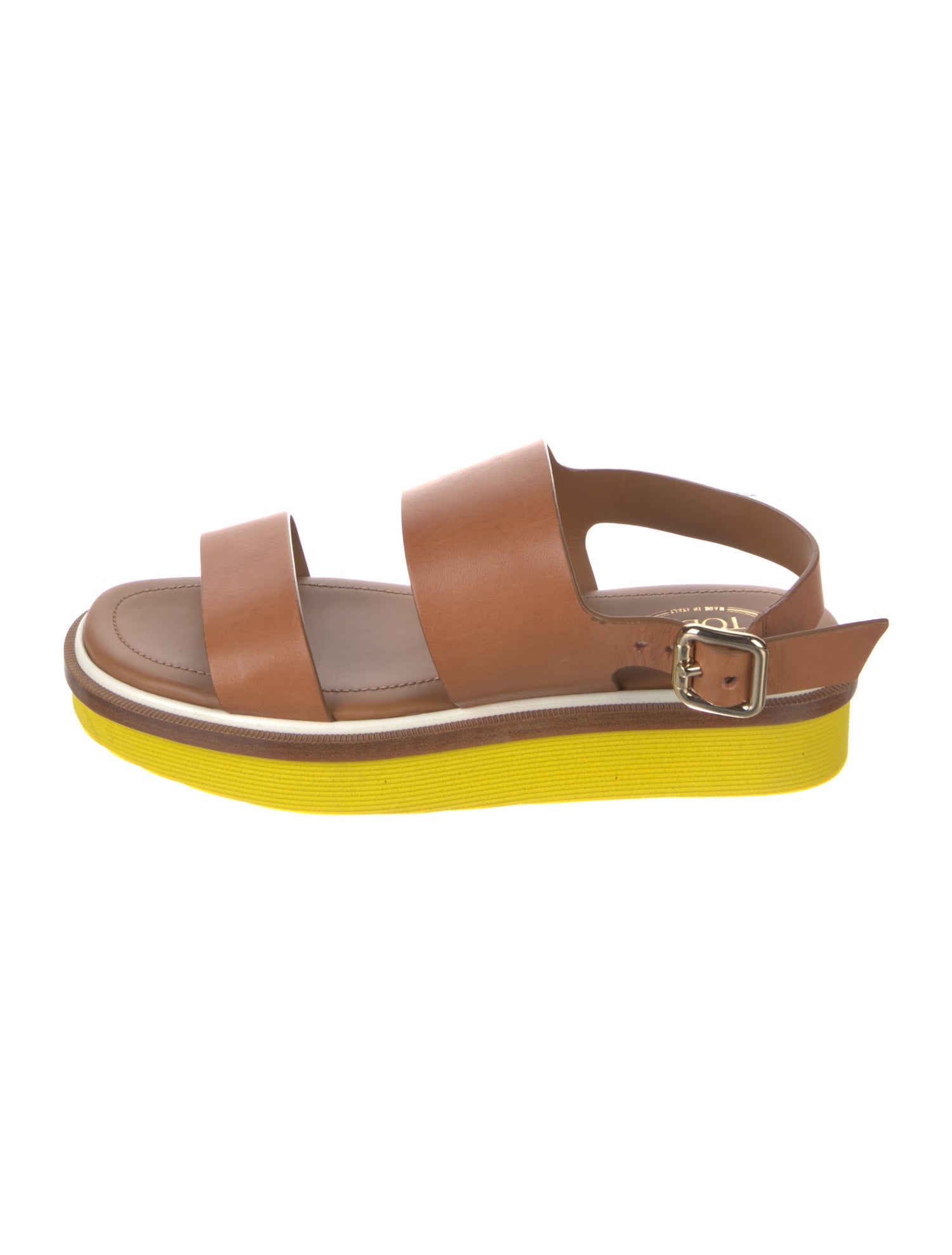 Tod's Leather Colorblock Pattern Slingback Sandals