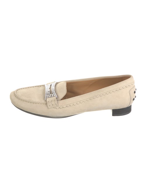 Tod's Suede Crystal Embellishments Loafers