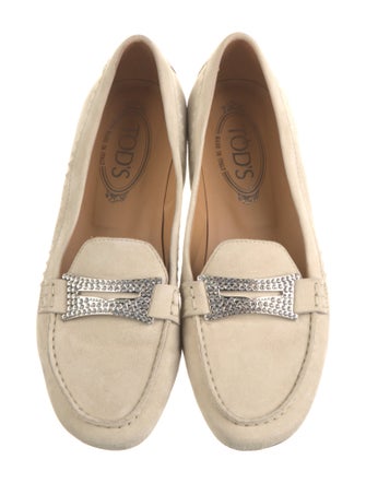 Tod's Suede Crystal Embellishments Loafers