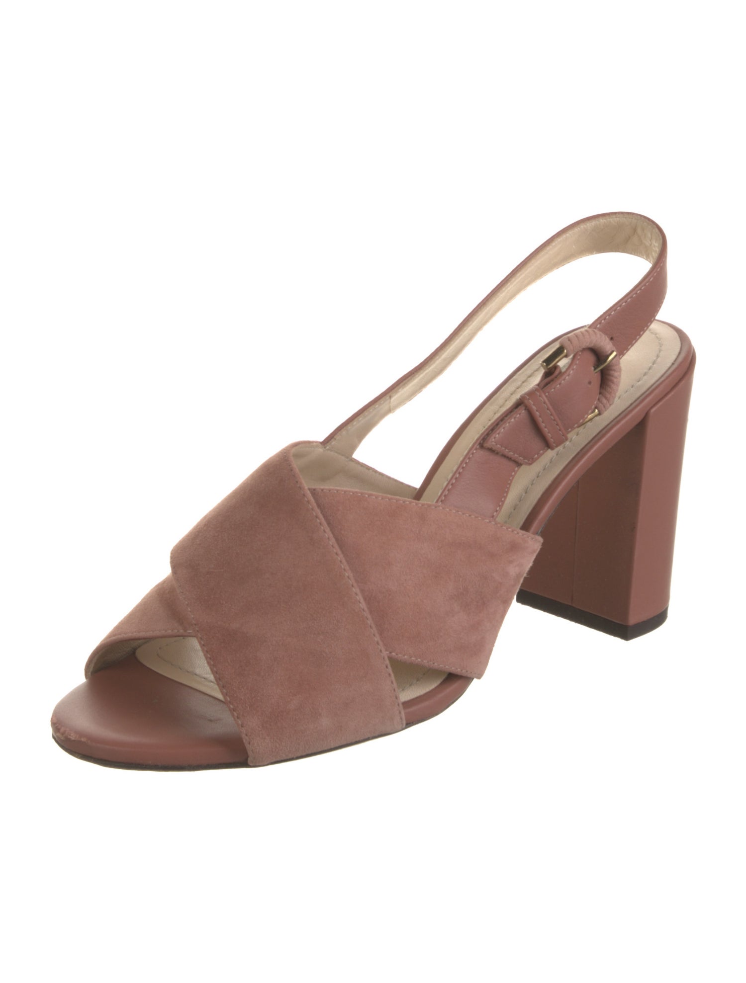 Tod's Suede Leather Trim Embellishment Slingback Sandals