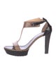 Tod's Leather Colorblock Pattern T-Strap Sandals