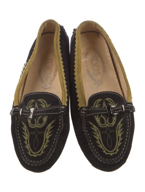 Tod's Suede Embroidered Accent Loafers