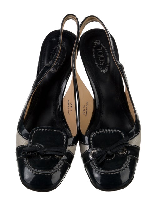 Tod's Patent Leather Colorblock Pattern Slingback Pumps