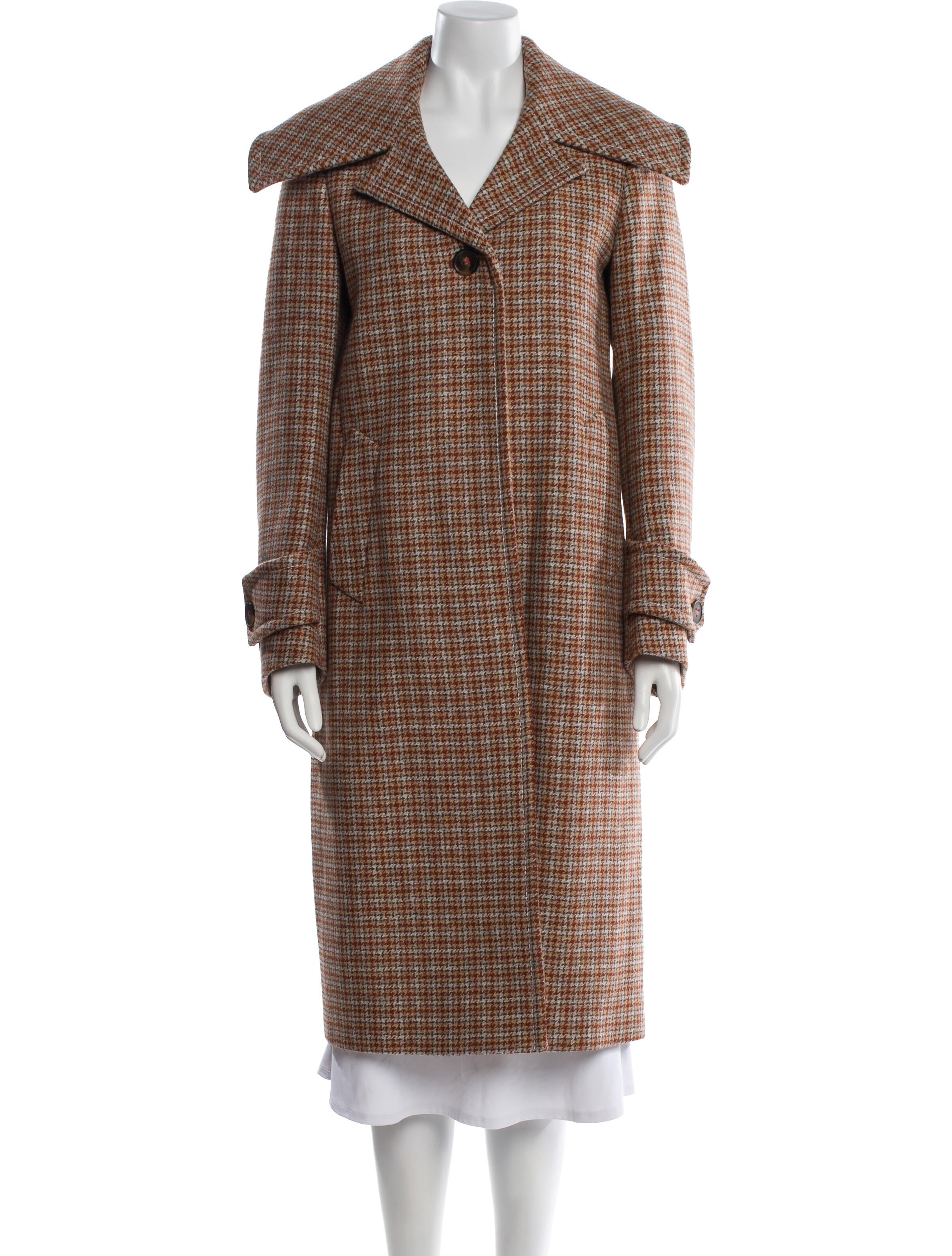 Tod's Virgin Wool Houndstooth Print Peacoat