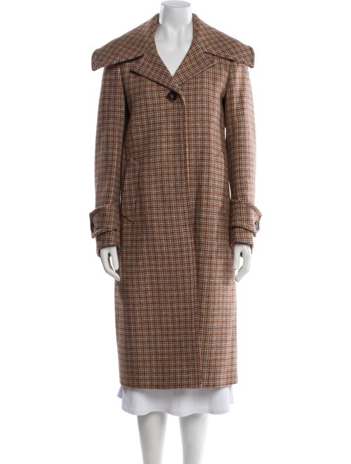 Tod's Virgin Wool Houndstooth Print Peacoat