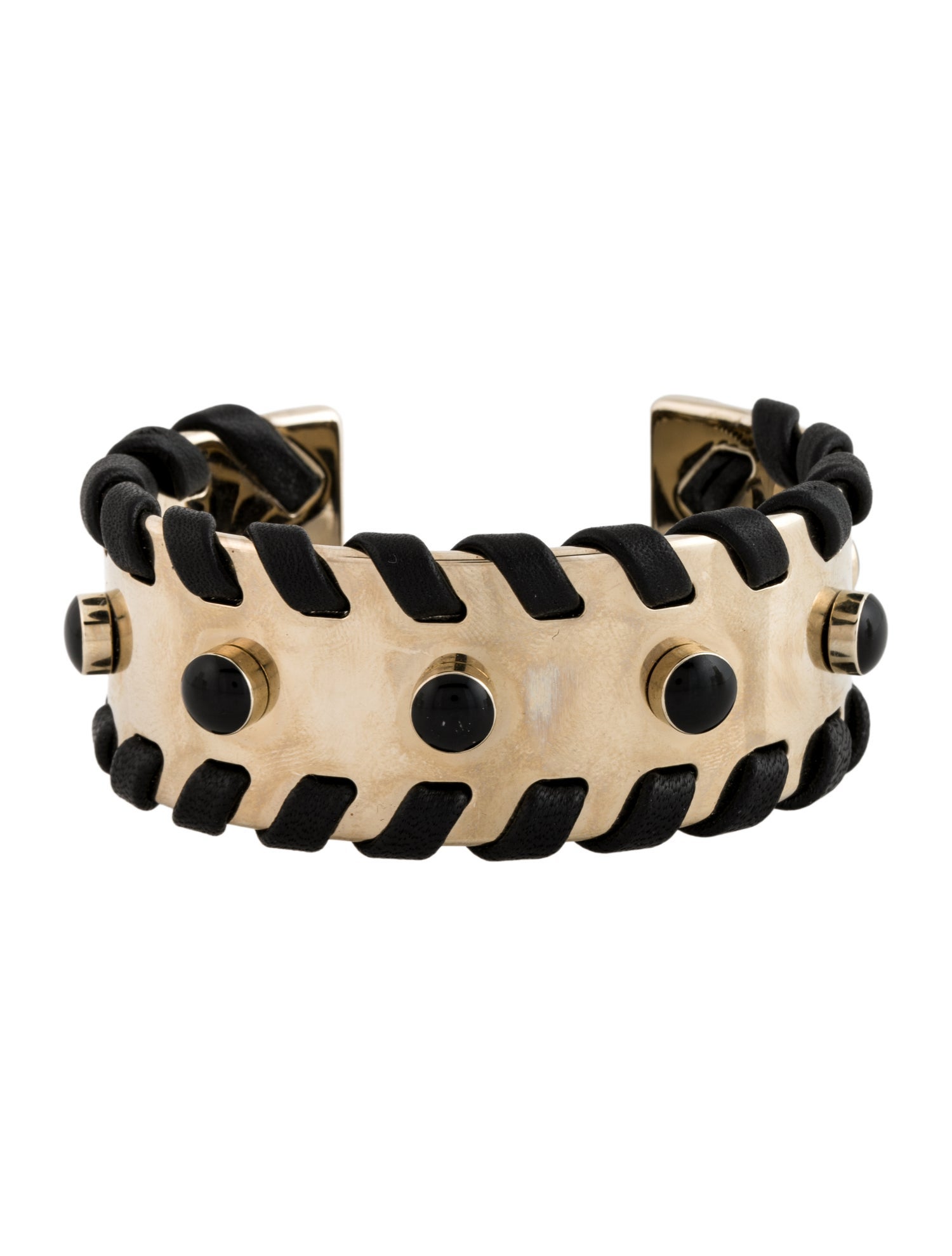 Tod's Enamel & Woven Leather Cuff Bracelet