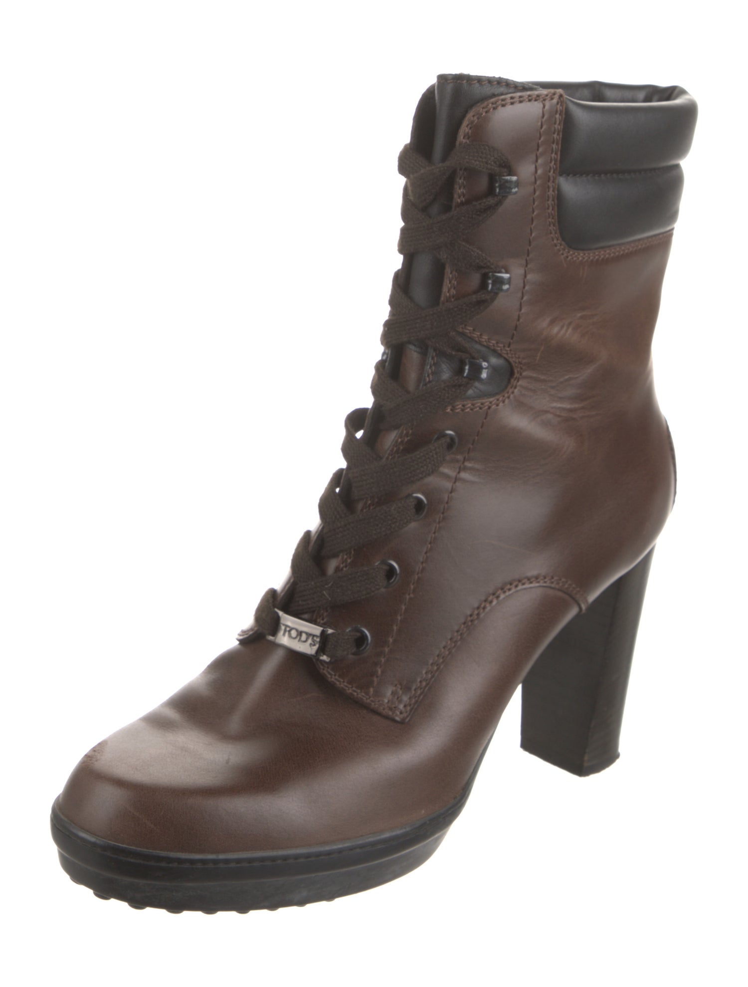 Tod's Leather Colorblock Pattern Combat Boots