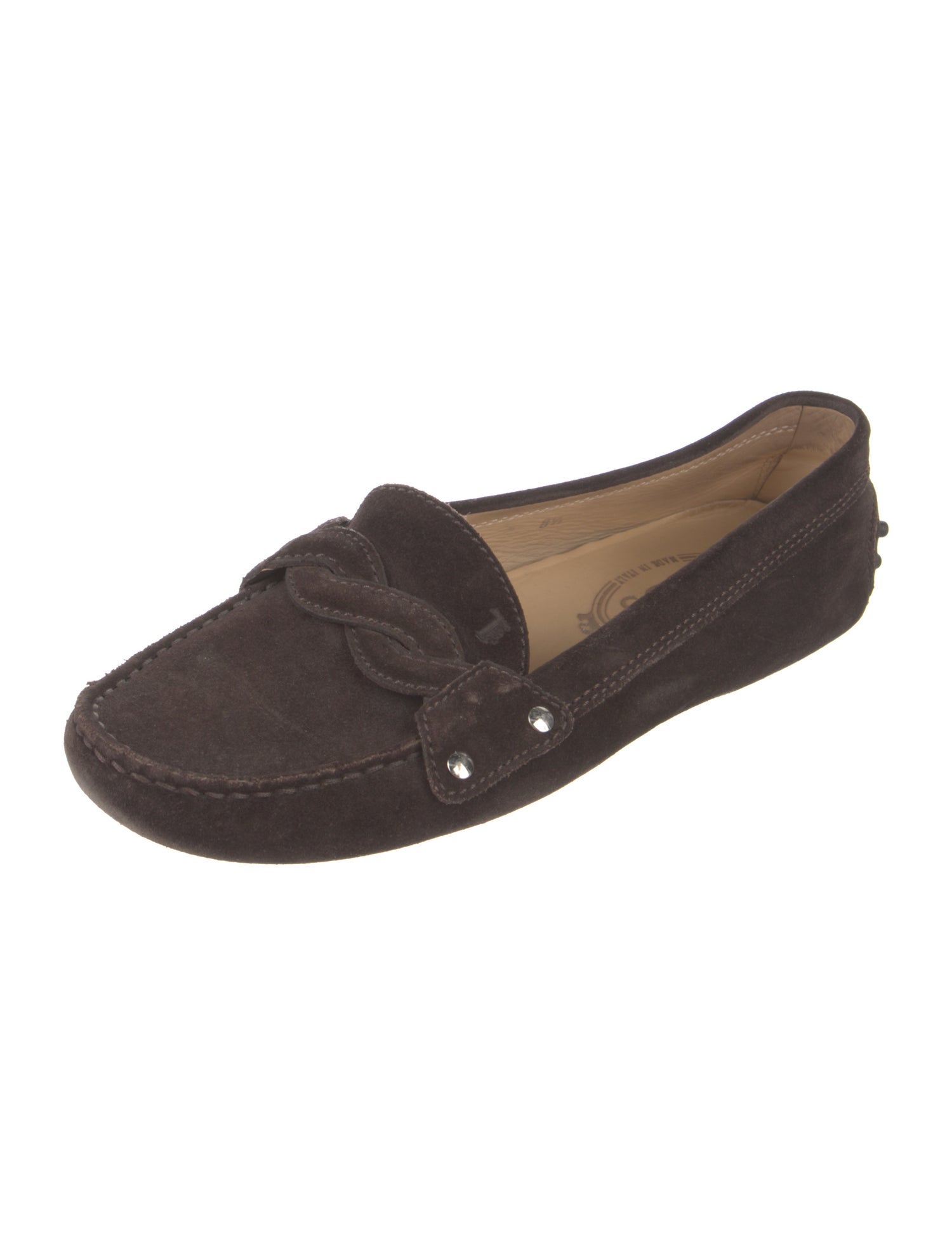 Tod's Suede Whipstitch Trim Loafers