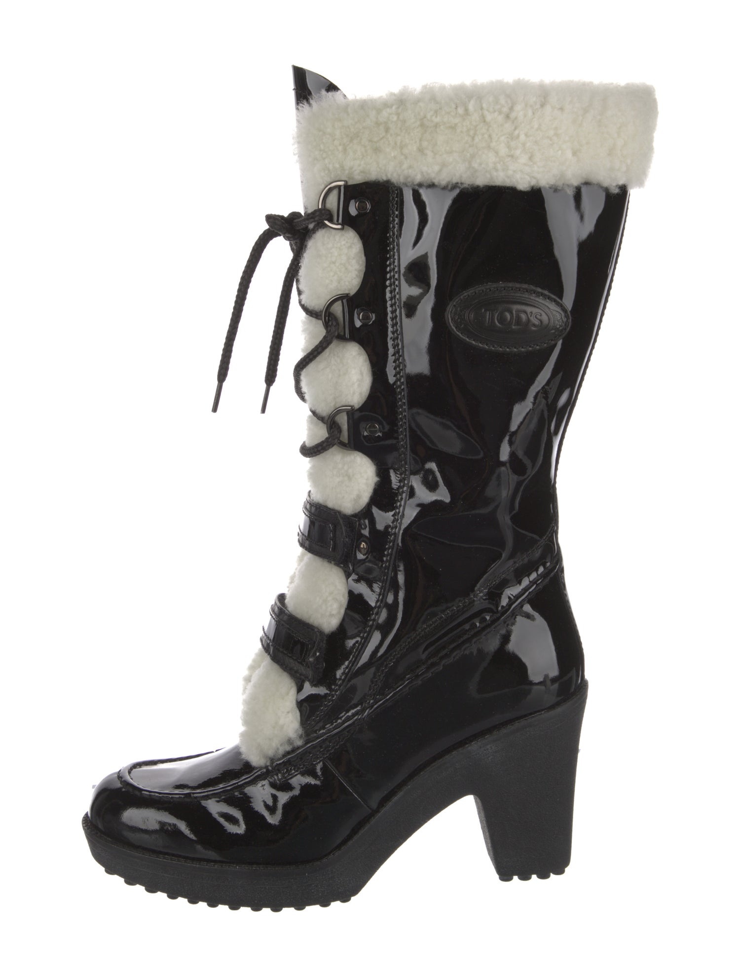 Tod's Patent Leather Lace-Up Boots
