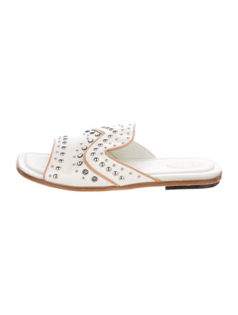 Tod's Leather Crystal Embellishments Slides
