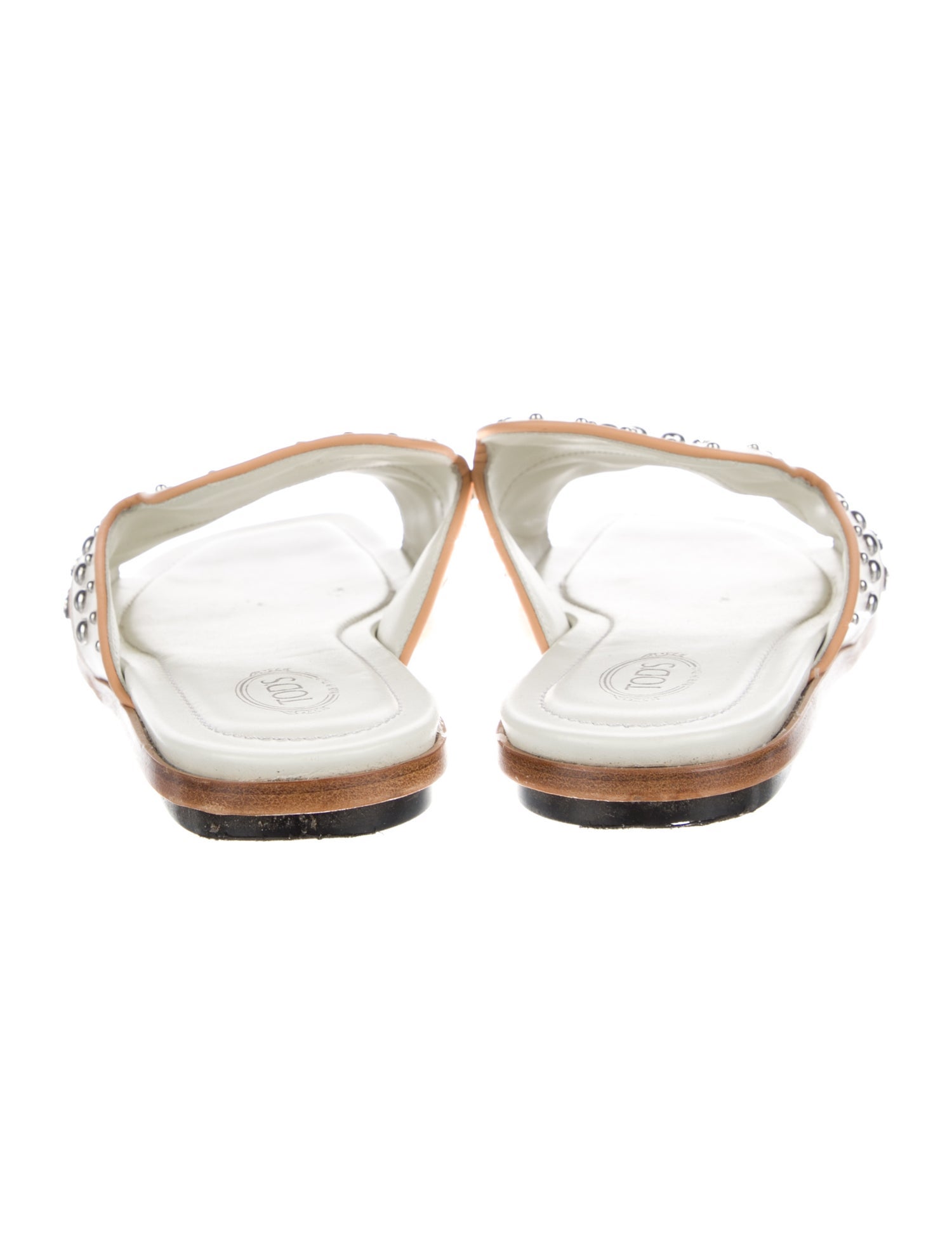 Tod's Leather Crystal Embellishments Slides