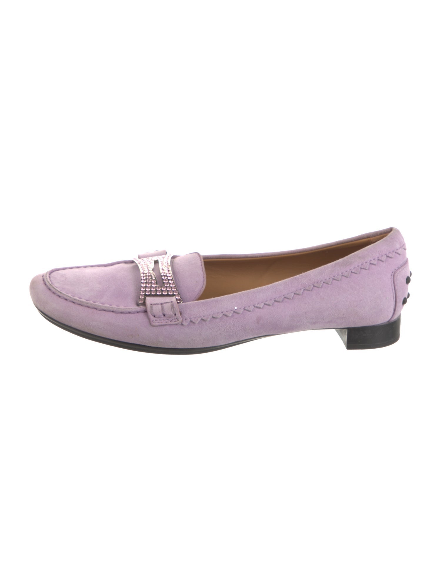 Tod's Suede Crystal Embellishments Loafers